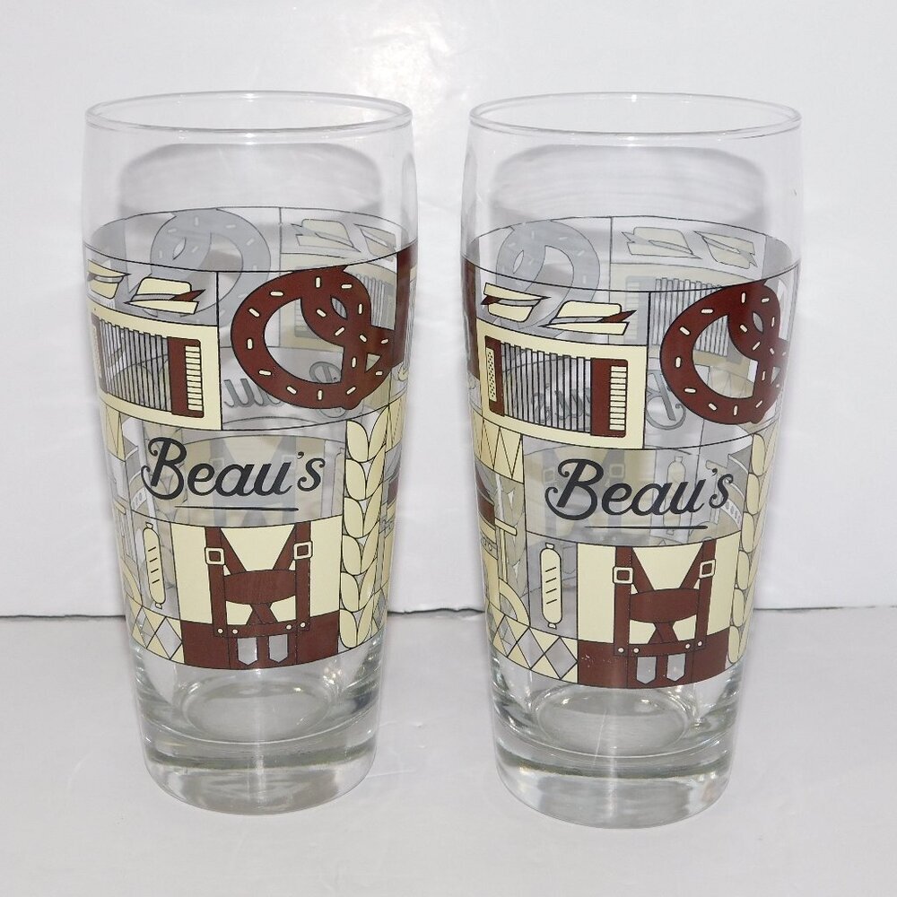 Pair Set 2 Beau's Brewing Company Brewery Octoberfest German Themed Pint Glass